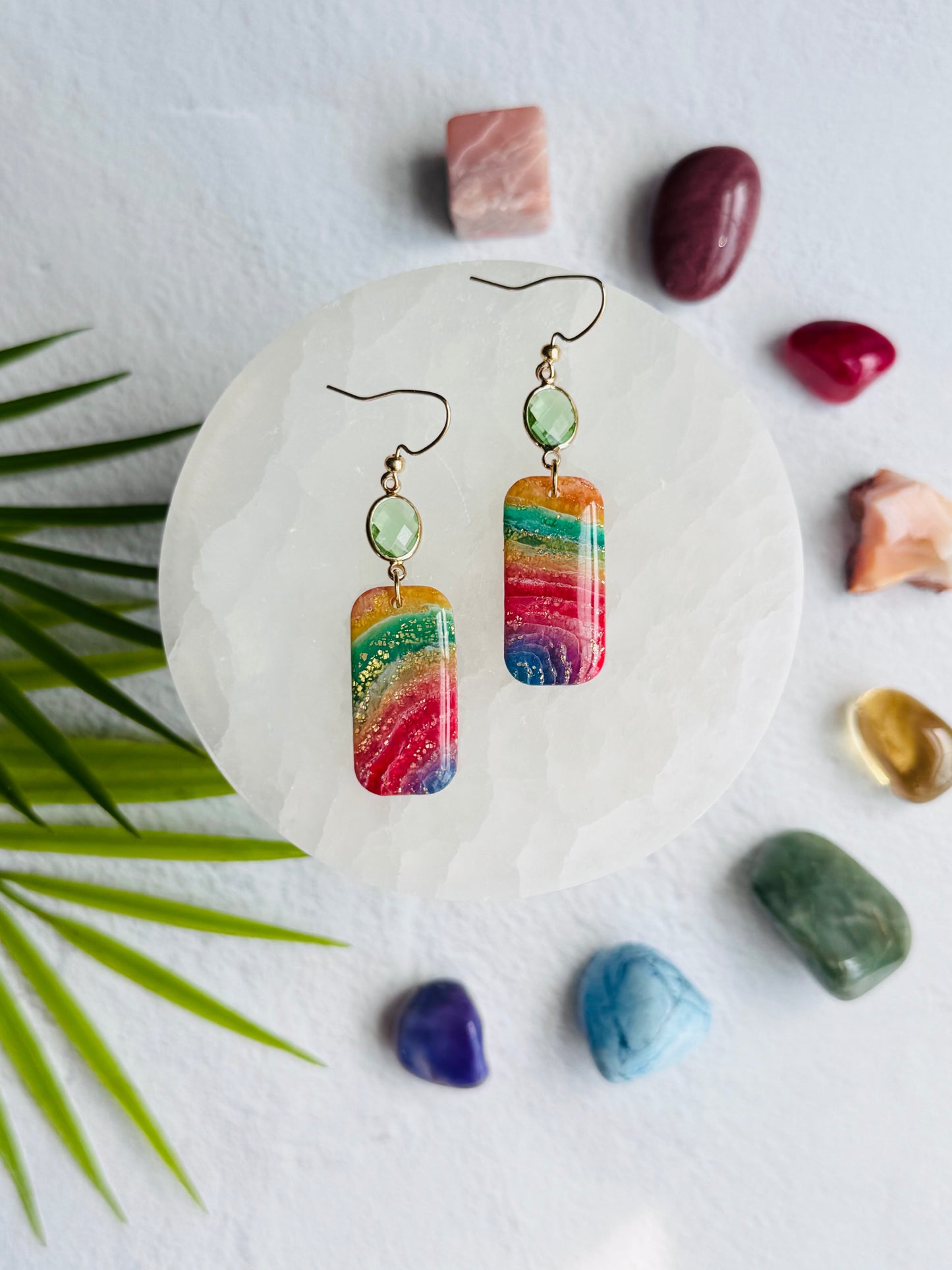 Rainbow Agate - Rounded Rectangle & Gem