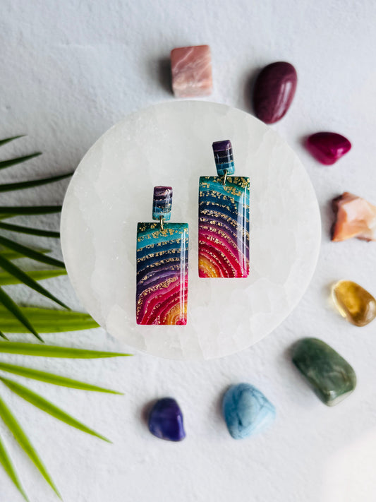 Rainbow Agate - Large Rectangle Duo