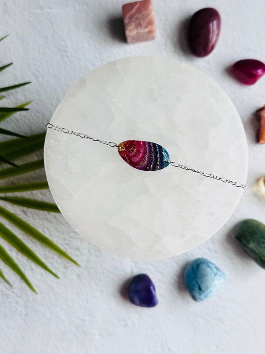 Rainbow Agate - Oblong Pebble Bracelet