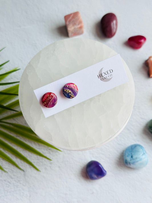 Rainbow Agate - Round Studs