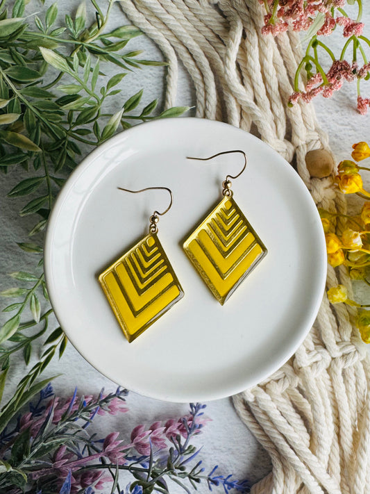 Art Deco Bezel Earring - Yellow