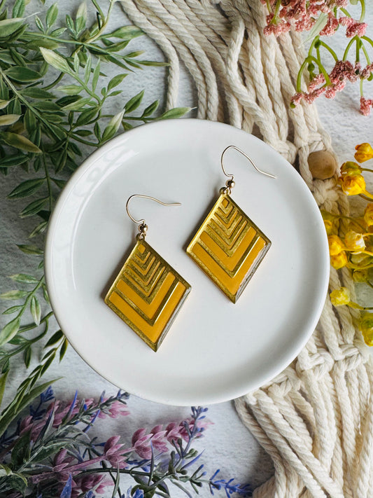 Art Deco Bezel Earring - Warm Sandstone