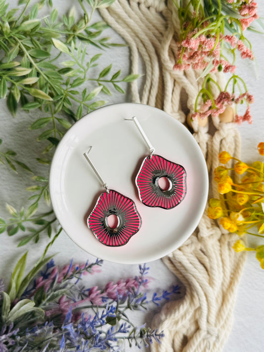 Mushroom Bezel Earring - Pink