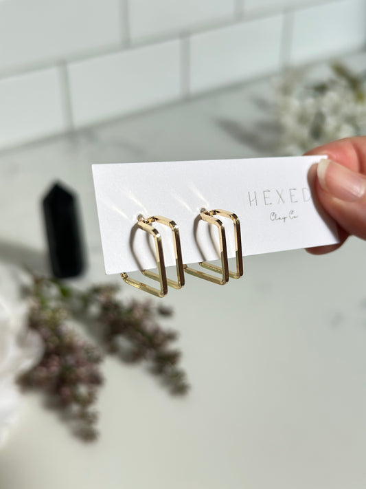 Square Twin Line Huggie