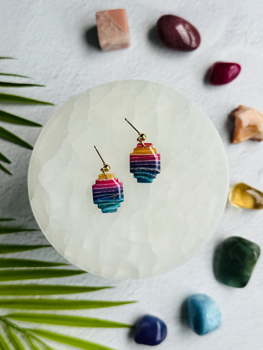 Rainbow Agate - "Tillie" Aztec Earring