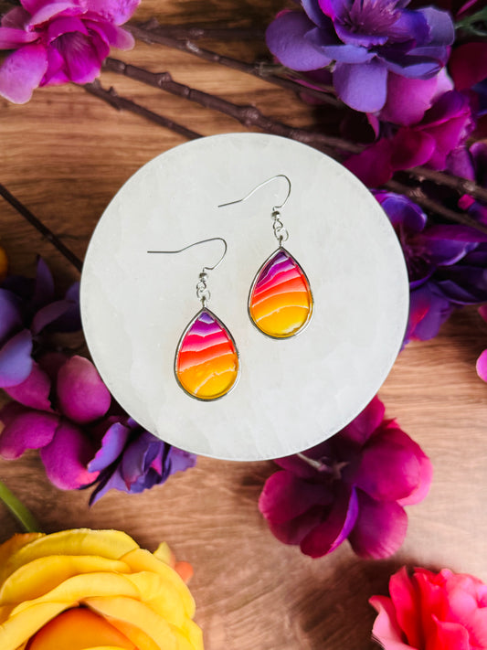 Sunset Vibes - Teardrop Bezel Earrings