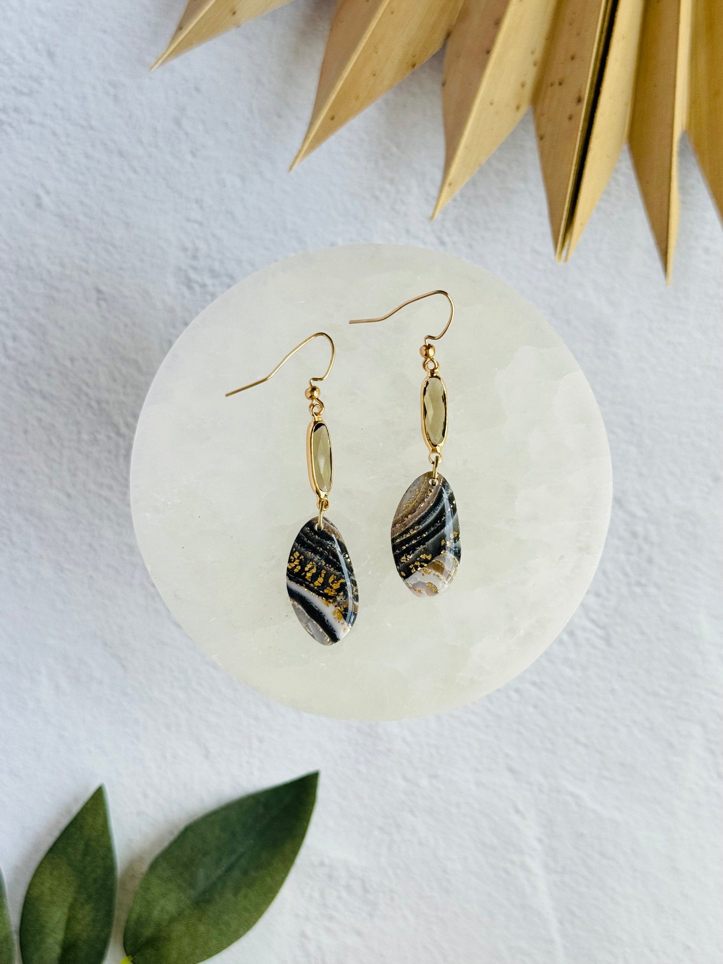 Black Agate Summer - Organic Pebble & Gem Earrings