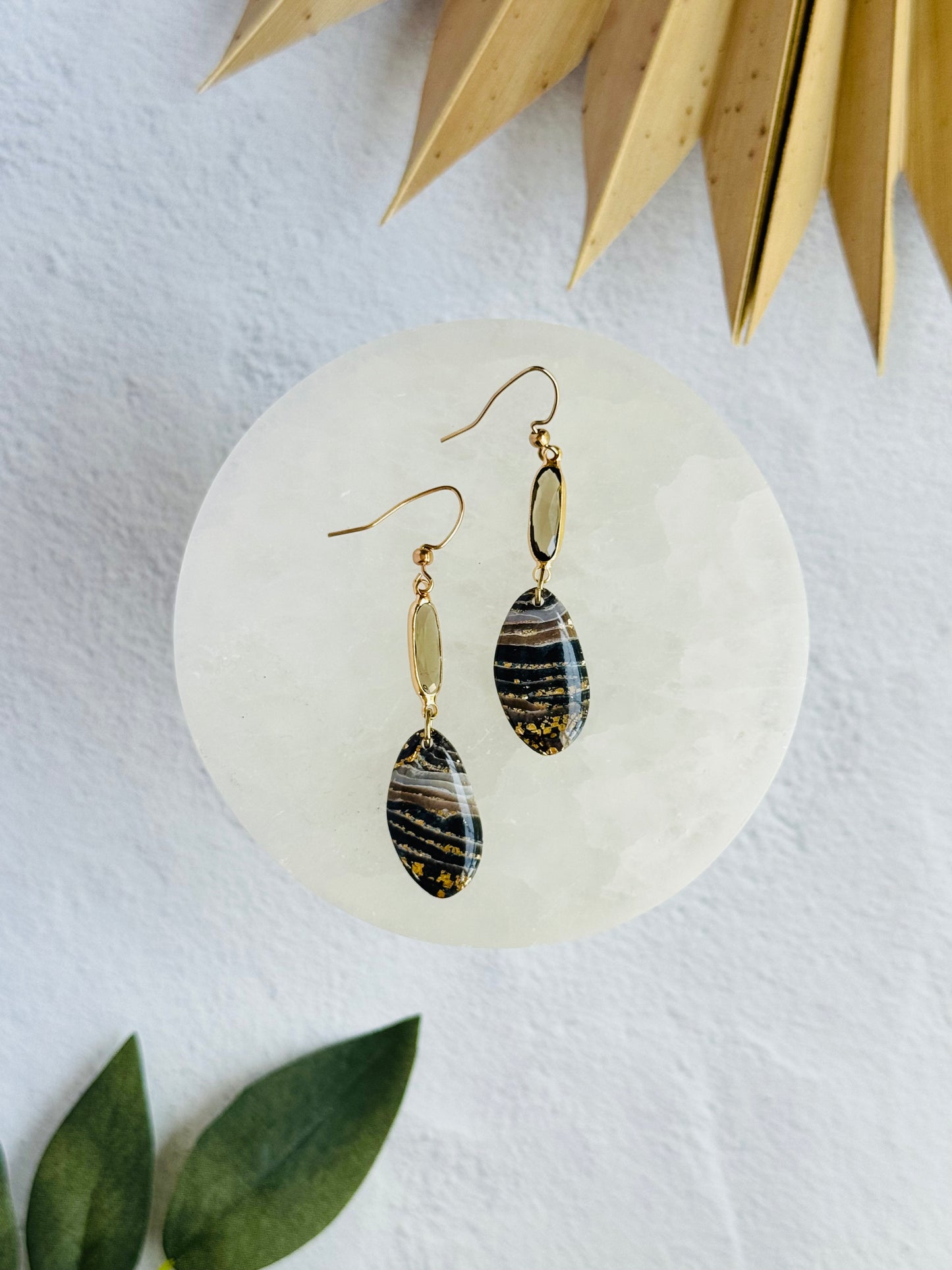 Black Agate Summer - Organic Pebble & Gem Earrings