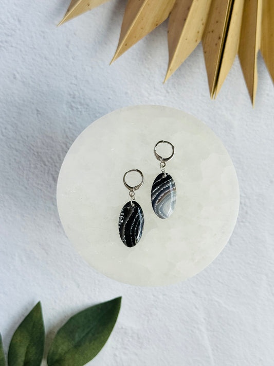 Black Agate Summer - Oval Leverback