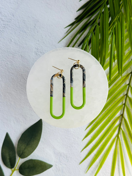 Black Agate Summer - Color Pop Skinny Oval Ring Posts