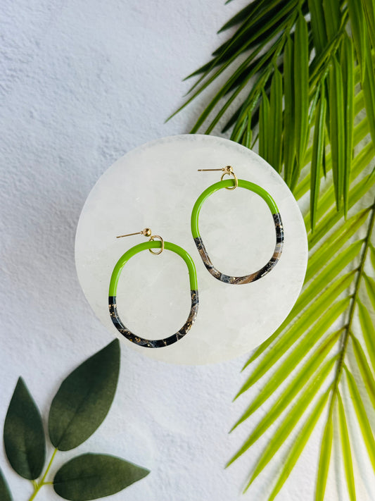 Black Agate Summer - Large Skinny Ring Posts