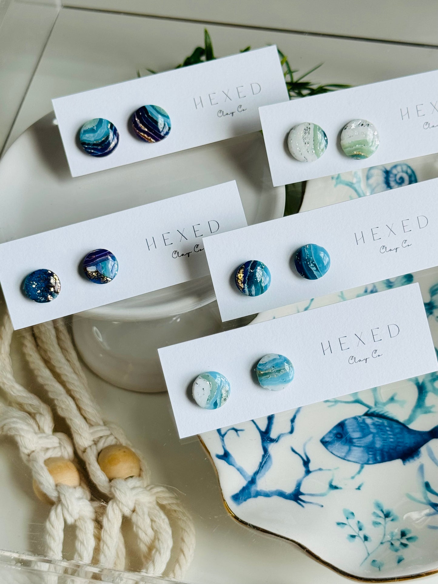 Water Agate - Round Studs