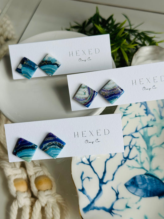 Water Agate - Square Studs