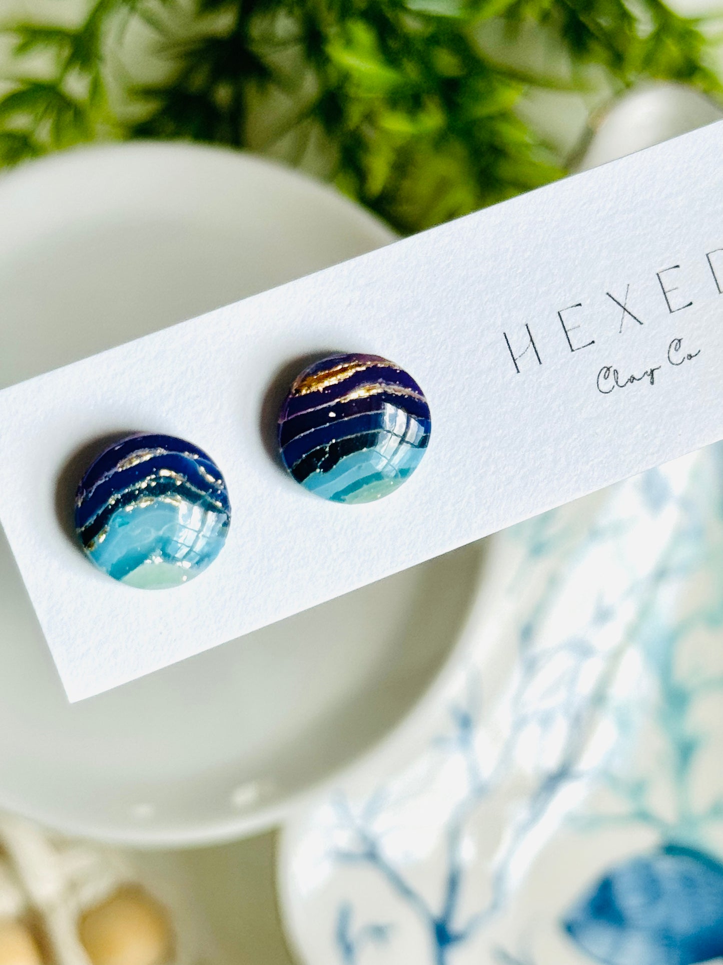 Water Agate - Round Studs