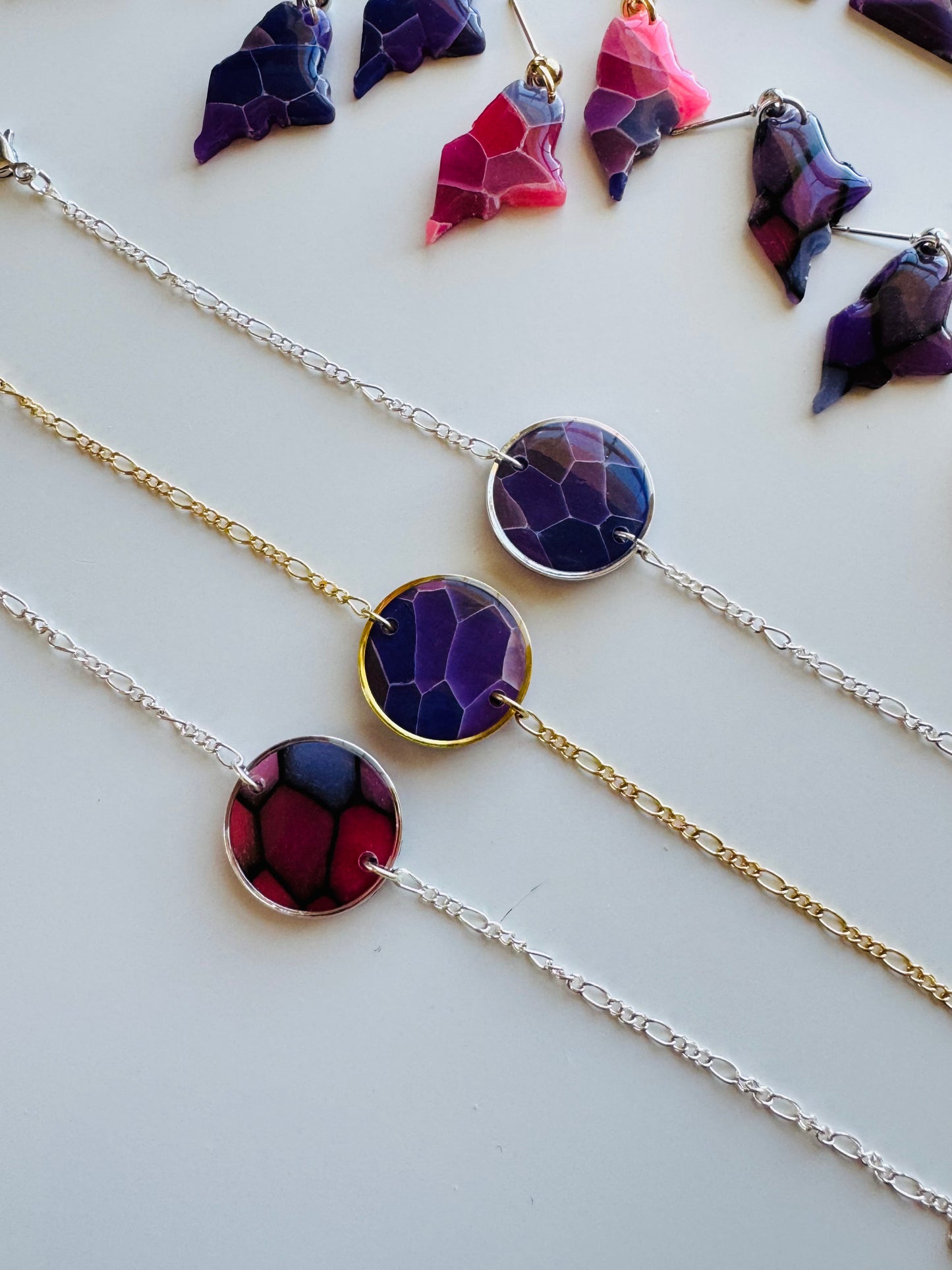 Purple "Stained Glass - Circle Bezel Bracelet