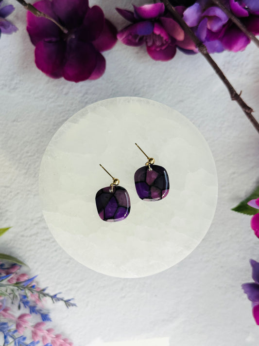 Purple "Stained Glass" - Pebble & Post earring