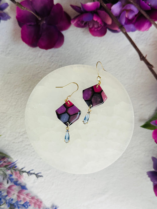 Purple "Stained Glass" - Gemstone Cut Pebble & Gem Drop