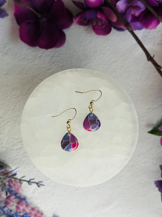 Purple "Stained Glass" - Mini Teardrop Earring