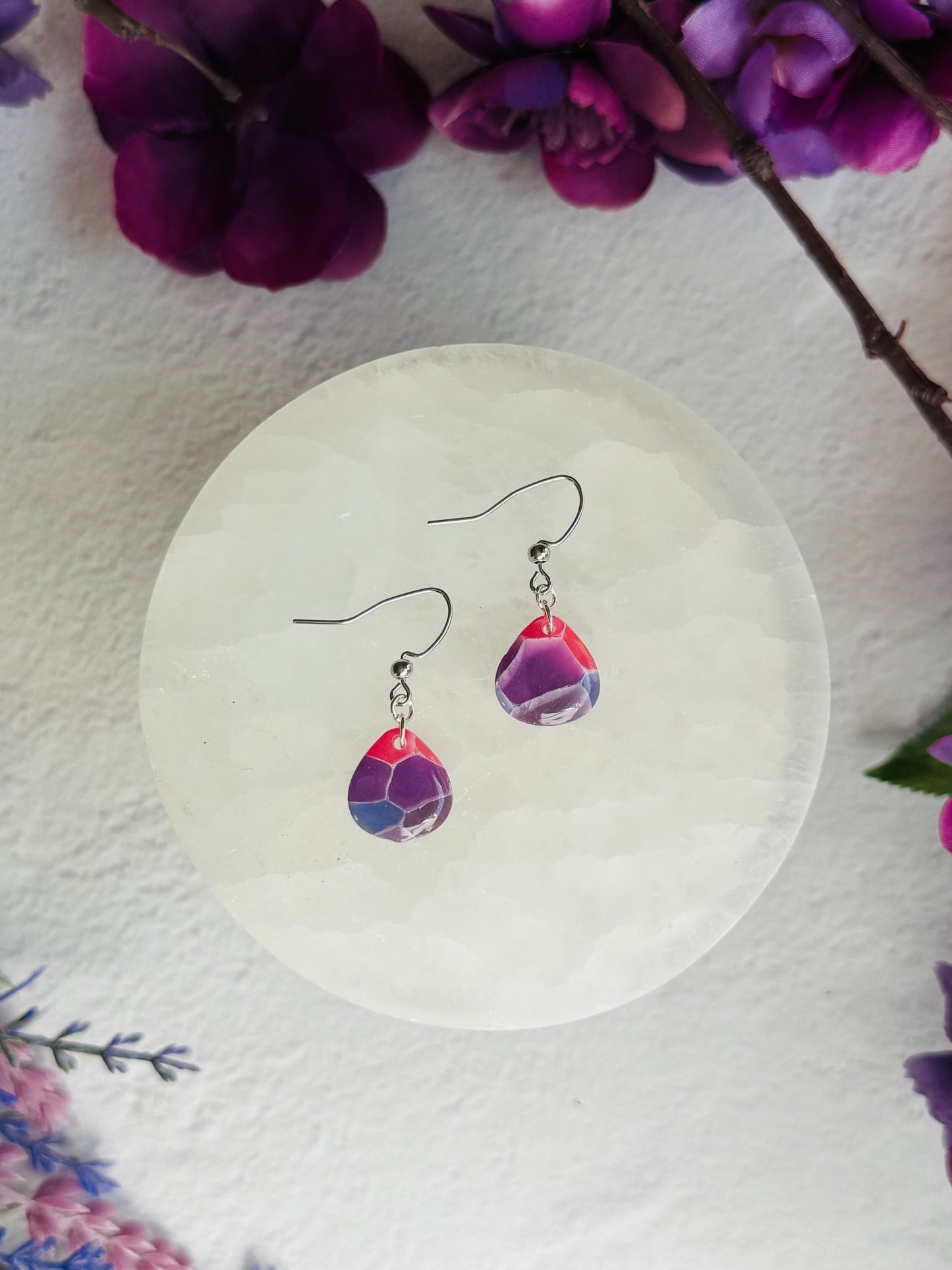 Purple "Stained Glass" - Mini Teardrop Earring