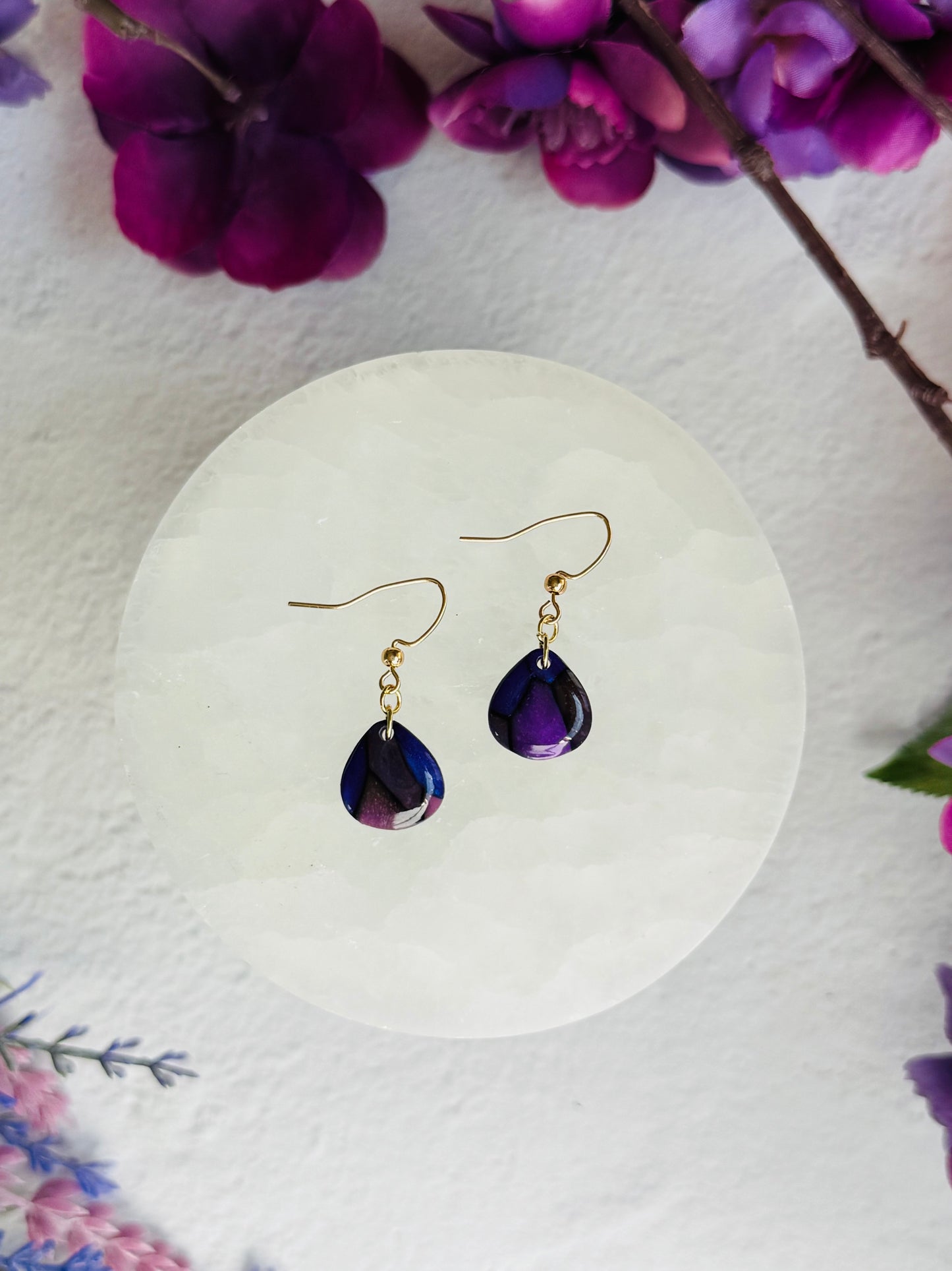 Purple "Stained Glass" - Mini Teardrop Earring