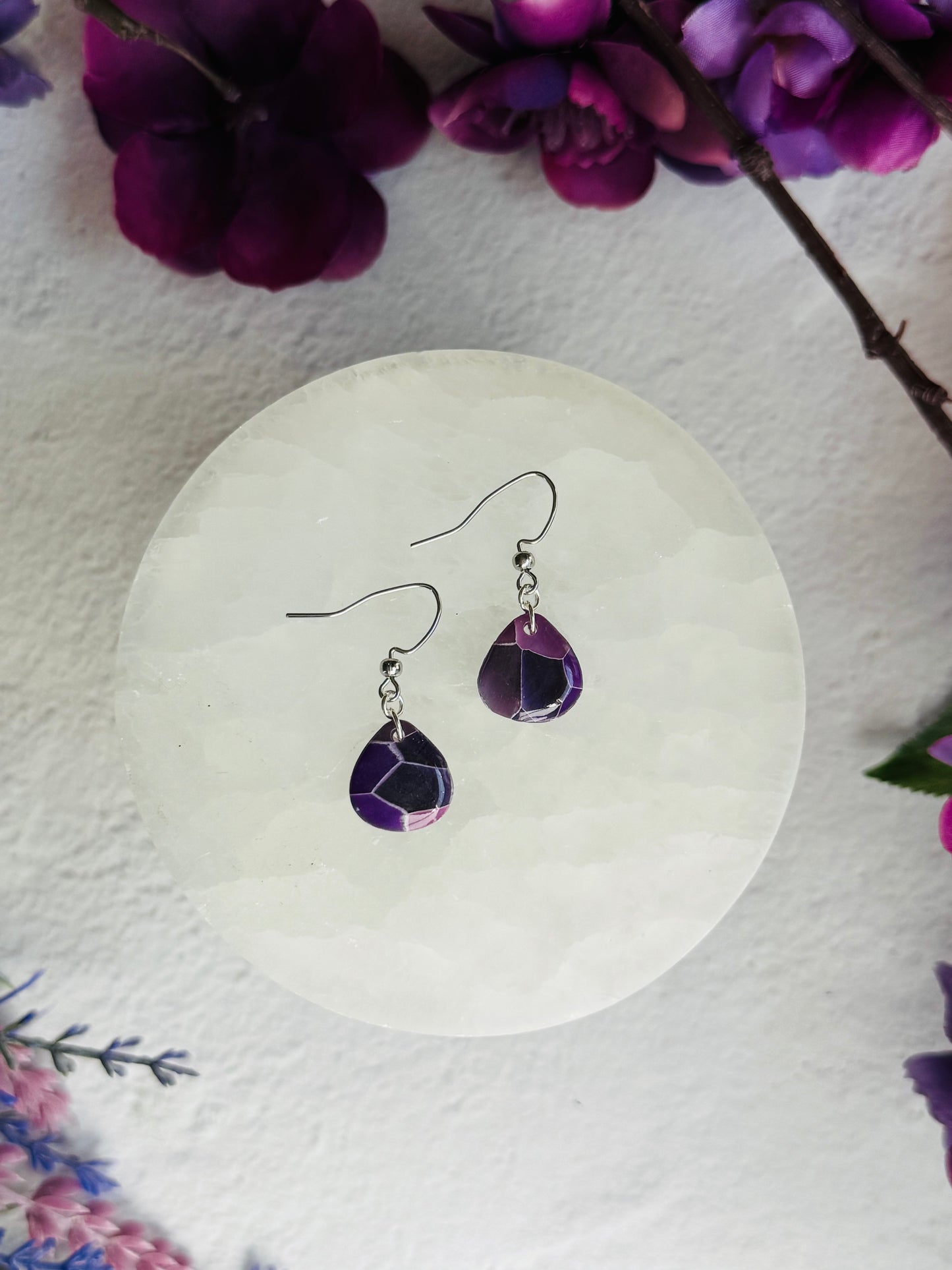 Purple "Stained Glass" - Mini Teardrop Earring