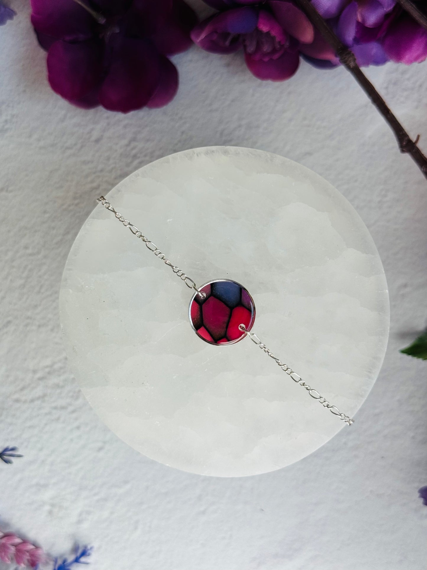 Purple "Stained Glass - Circle Bezel Bracelet