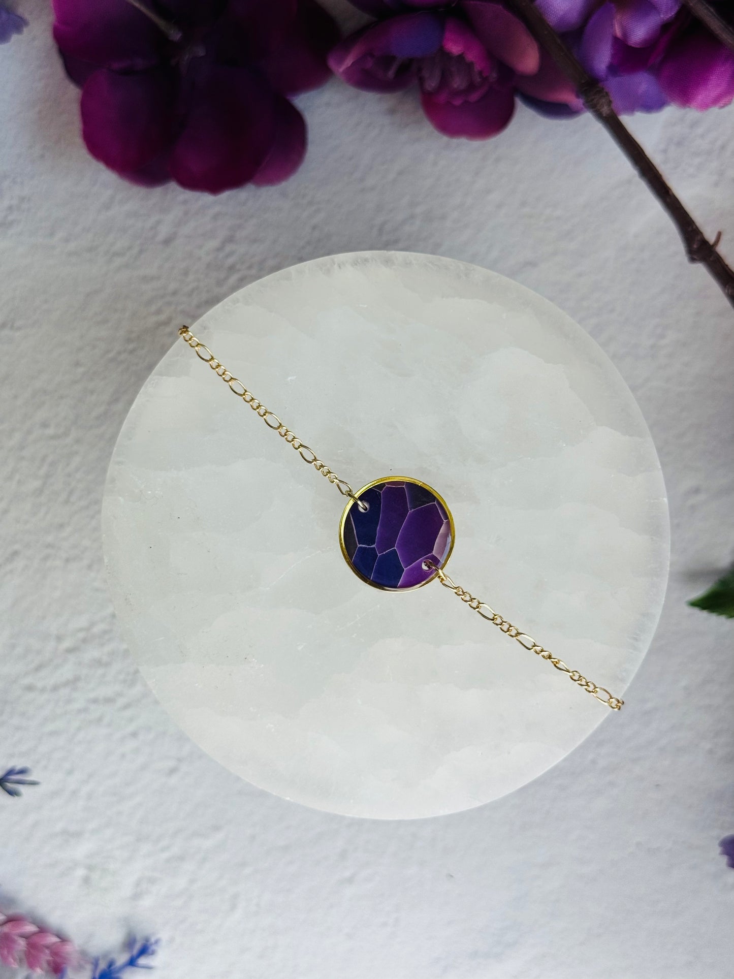 Purple "Stained Glass - Circle Bezel Bracelet