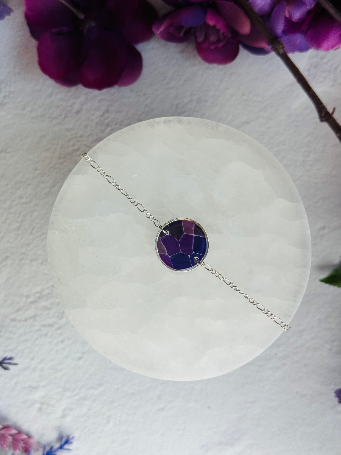 Purple "Stained Glass - Circle Bezel Bracelet