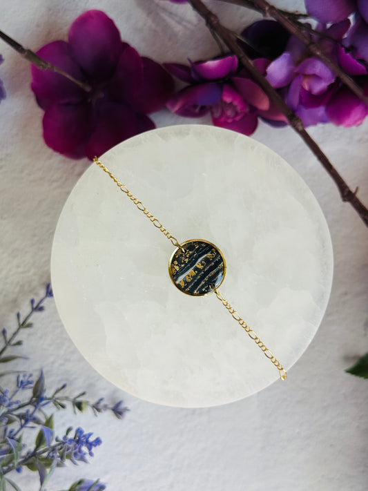 Black Agate Summer - Round Bezel Bracelet