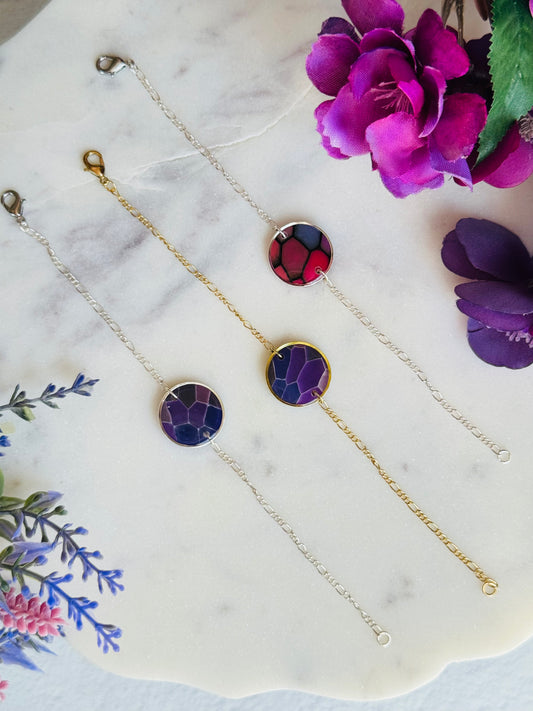 Purple "Stained Glass - Circle Bezel Bracelet