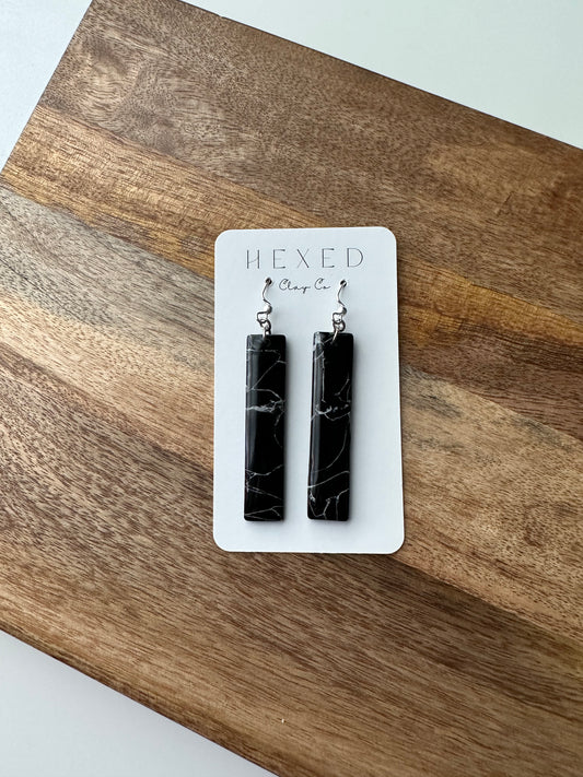 Black Marble Rectangle Earring