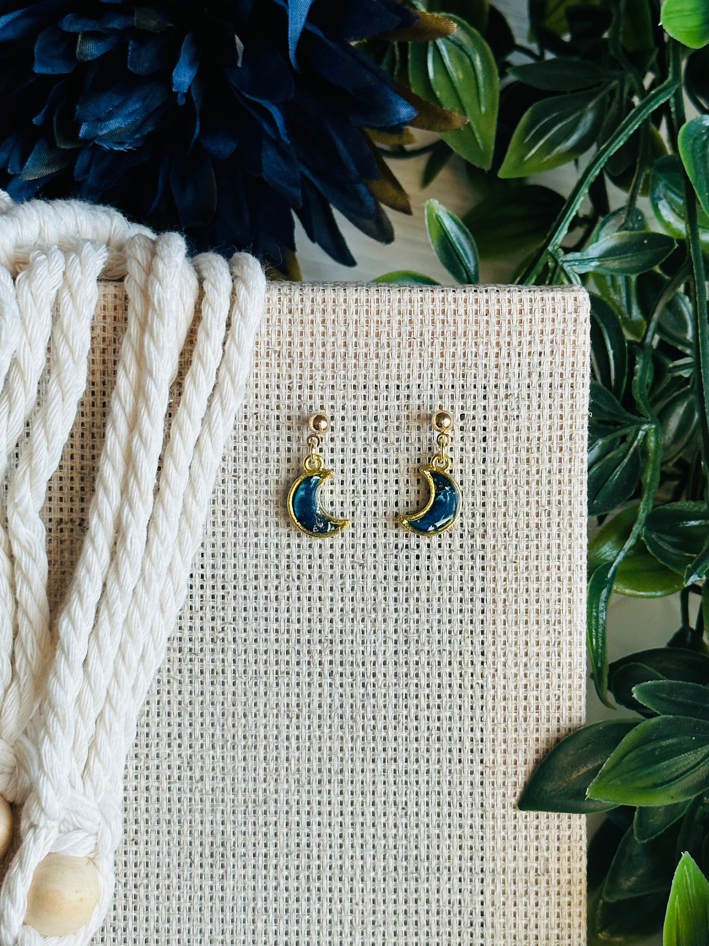 Midnight Marble - Mini Moon Earring