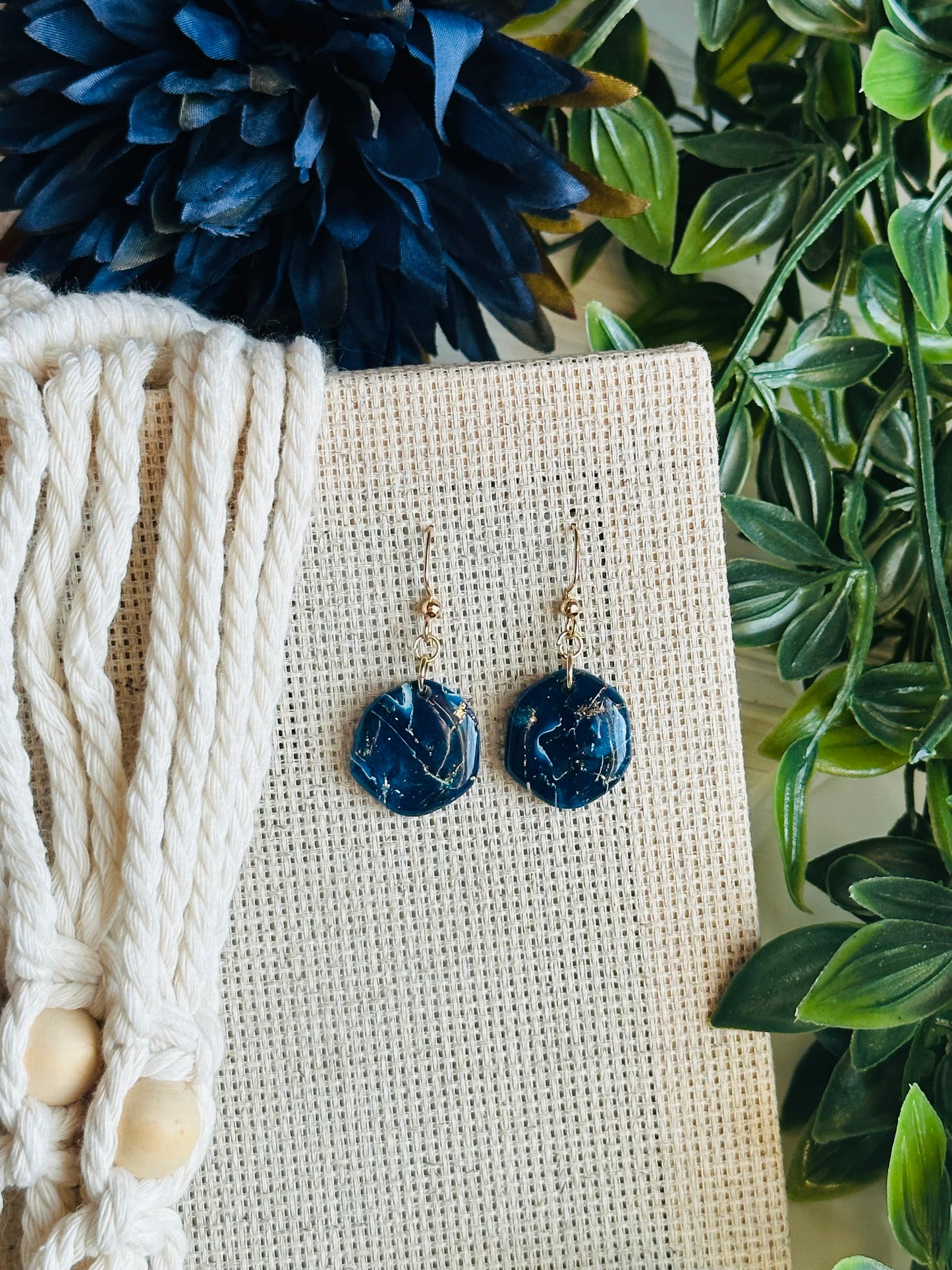 Midnight Marble - Organic Pebble Drop Earring