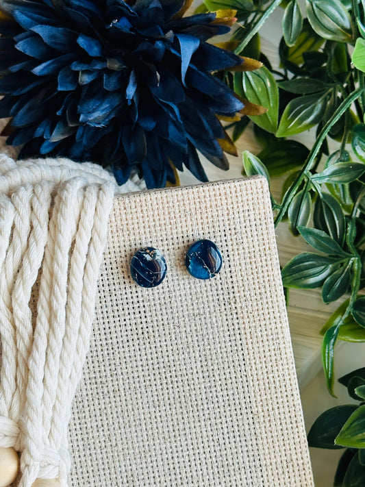 Midnight Marble - Rounded Stud Earring