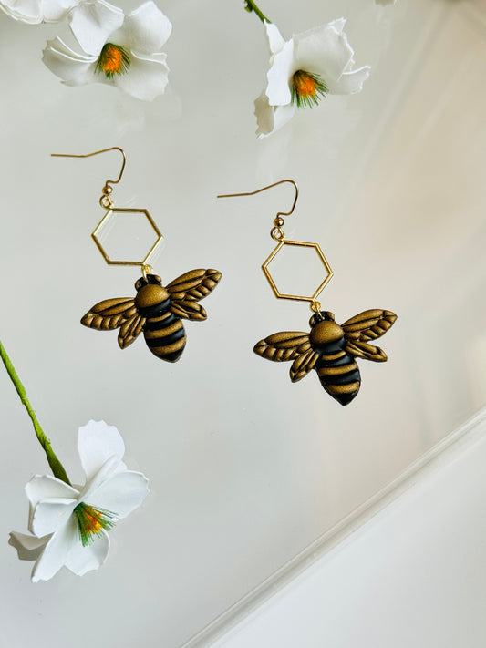 Bees - Bronze Big Bee Earring