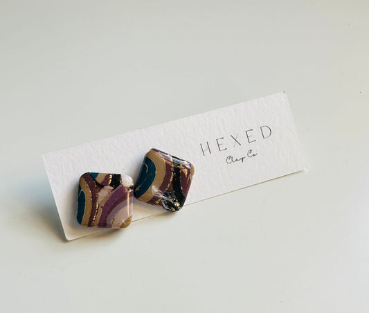 Coastal Blue Agate - Rounded Square Stud