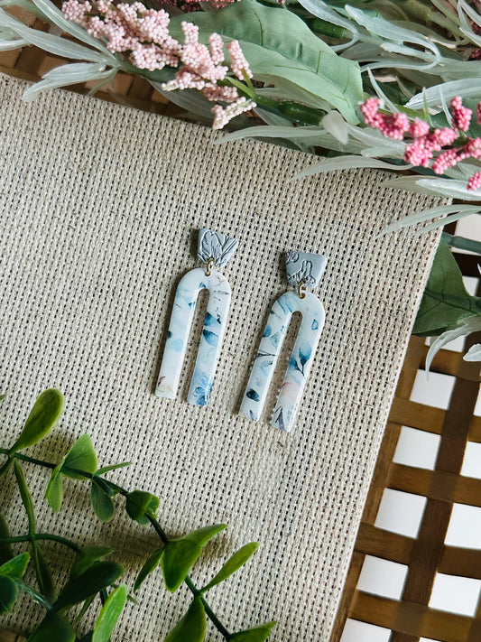 Blue Floral - Mini Skinny Arch Earring