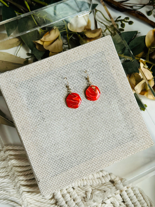 Poppy Red Marble - Pebble Drop Earring