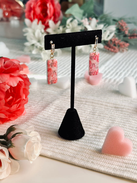 Rosey Small Rectangle Earring on Gem Post