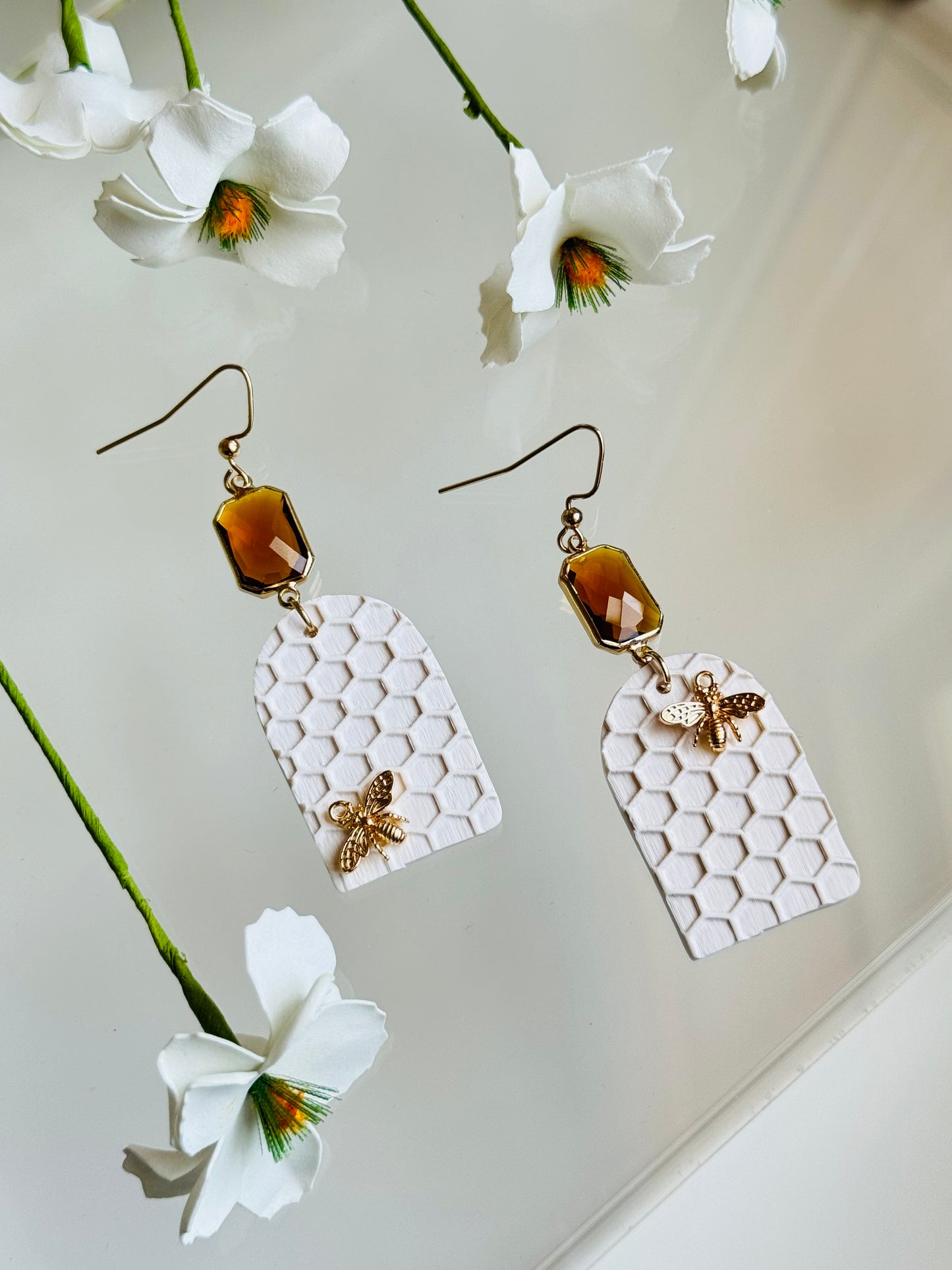 Bees - White Honeycomb Arch Dangle